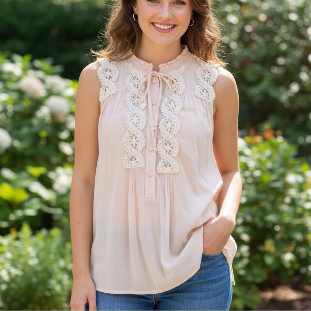 FREE PEOPLE Light Pink Button Down Blouse Size Large